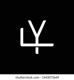 Initial letter L and Y, LY, YL, overlapping interlock monogram logo, white color on black background