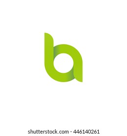 initial letter la, ba, modern linked circle round lowercase logo green
