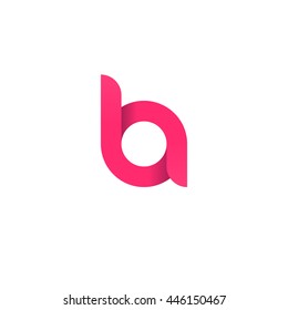 initial letter la, ba, modern linked circle round lowercase logo pink