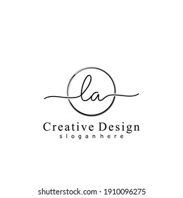 Initial letter LA calligraphy handwritten logo. Handwritten alphabet in the logo template. Letters and Alphabet for your logo design.