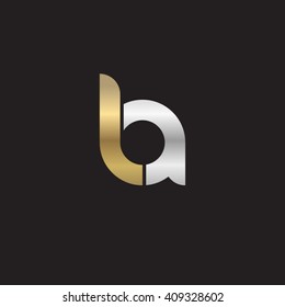 initial letter la linked round lowercase logo gold silver black background