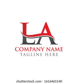 Initial Letter LA Logo Design Red And Black Vector Template. Linked Letter LA Vector Illustration