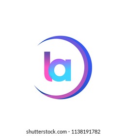 initial letter LA logotype company name, coloreful and swoosh design. vector logo for business and company identity.
