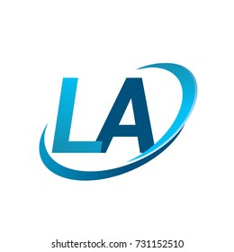 initial letter LA logotype company name colored blue swoosh design concept. vector logo for business and company identity.
