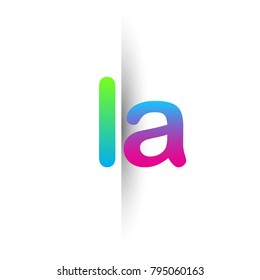 Initial Letter LA Lowercase Logo green, pink and Blue, Modern and Simple Logo Design.