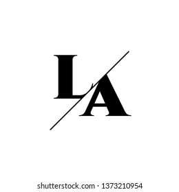 Initial Letter LA Monogram Sliced. Logo template isolated on white background