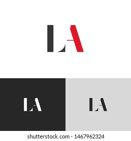 Initial Letter la uppercase modern logo design template elements. red letter Isolated on black white grey background. Suitable for business, consulting group company.