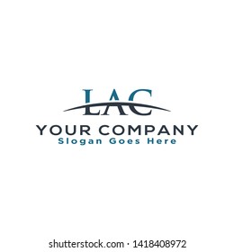 Initial letter LAC, overlapping movement swoosh horizon logo company design inspiration in blue and gray color vector