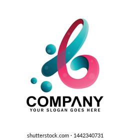 Initial letter latin B logo with bubbles, letter B logo