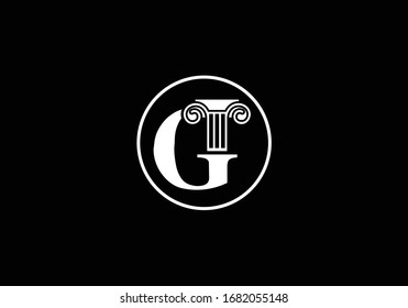 Diseño del logotipo de la letra inicial y del pilar de la ley, columna Plantilla vectorial del logotipo,