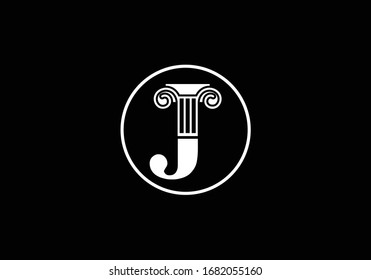 Initial Letter and law pillar logo design, column Logo vector Template,