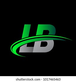 initial letter LB logotype company name colored green and black swoosh design. vector logo for business and company identity.