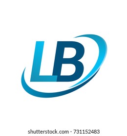 initial letter LB logotype company name colored blue swoosh design concept. vector logo for business and company identity.