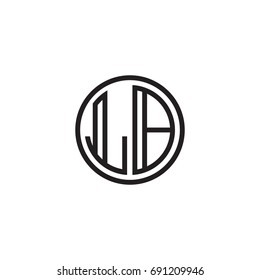 Initial letter LB, minimalist line art monogram circle logo, black color