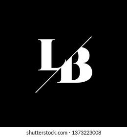 Initial Letter LB Monogram Sliced. Logo template isolated on black background