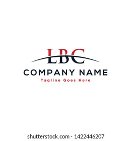 Initial letter LBC, overlapping movement swoosh horizon logo company design inspiration in red and dark blue color vector