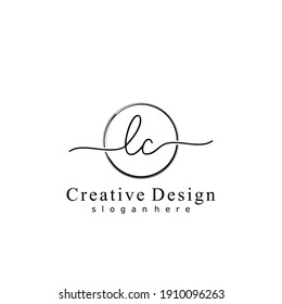 Initial letter LC calligraphy handwritten logo. Handwritten alphabet in the logo template. Letters and Alphabet for your logo design.