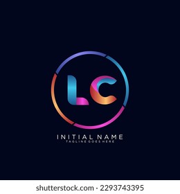 Initial letter LC curve rounded logo, gradient vibrant colorful glossy 