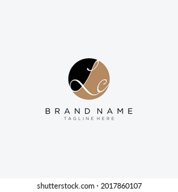 Initial letter LC handwritten in circle logo design template.