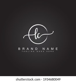 Initial Letter LC Logo - Handwritten Signature Style Logo