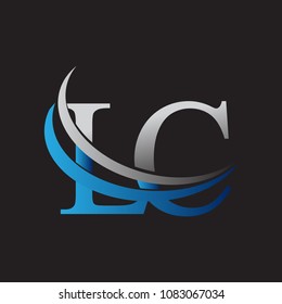 initial letter LC logotype company name colored blue and grey swoosh design. vector logo for business and company identity.