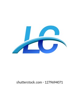initial letter LC logotype company name colored blue and swoosh design. vector logo for business and company identity.