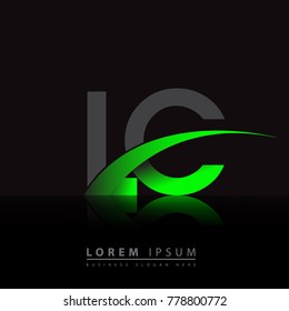 initial letter LC logotype company name colored green and black swoosh design. vector logo for business and company identity.
