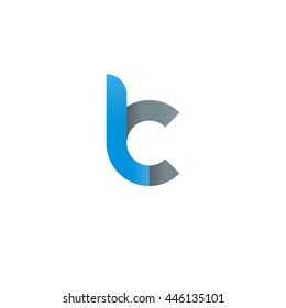 initial letter lc modern linked circle round lowercase logo blue gray