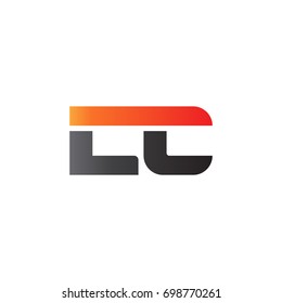 Initial letter LC, straight linked line bold logo, gradient fire red black colors