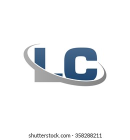 initial letter LC swoosh ring company logo blue gray