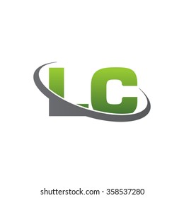 initial letter LC swoosh ring company logo green gray