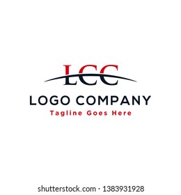 Initial letter LCC, overlapping movement swoosh horizon logo company design inspiration in red and dark blue color vector