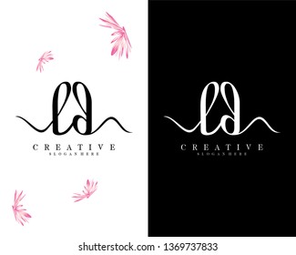 initial letter ld, dl handwriting logo template