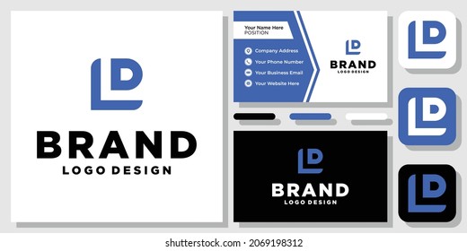 Initial Letter LD DL Monogram Square Box Modern Simple Clean Logo Design with Business Card Template