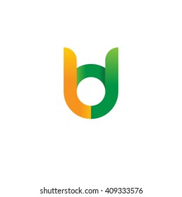 initial letter ld linked round lowercase logo orange green