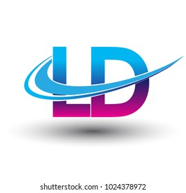 initial letter LD logotype company name colored blue and magenta swoosh design. vector logo for business and company identity.
