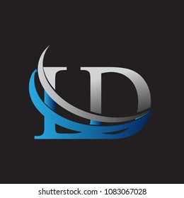 initial letter LD logotype company name colored blue and grey swoosh design. vector logo for business and company identity.