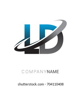 initial letter LD logotype company name colored blue and grey swoosh design. logo design for business and company identity.