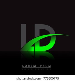 initial letter LD logotype company name colored green and black swoosh design. vector logo for business and company identity.
