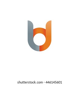 initial letter ld modern linked circle round lowercase logo orange gray