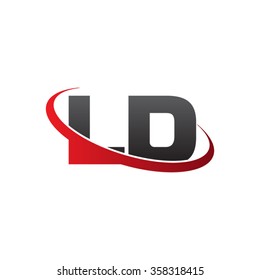 initial letter LD swoosh ring company logo red black