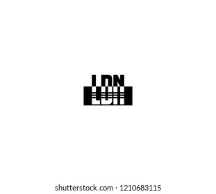 Initial Letter LDN Rectangle Stripe Logo Design