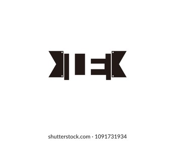 Initial letter le black ribbon logo design