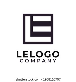 Initial Letter LE EL Monogram Square Logo Design Vector