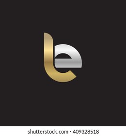 initial letter le linked round lowercase logo gold silver black background