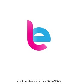 initial letter le linked round lowercase logo pink blue