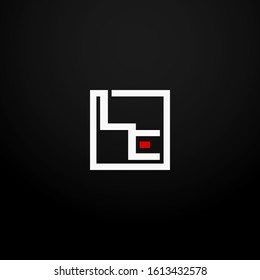 Initial letter LE linked square logo white and red color. Corporate identity design template element. Industry, finance, bank logotype. Square group, technology interaction, network integrate concept.