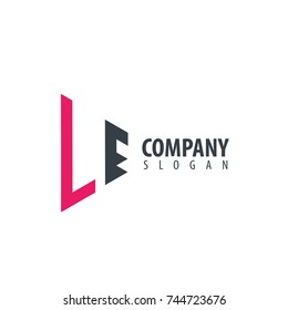 Initial Letter LE Linked Triangle Design Logo