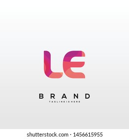 Initial letter LE logo with colorful background, letter combination logo design for creative industry, web, business and company. - Vector