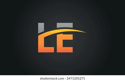 Initial Letter LE Logo Design With Swoosh. Creative And Modern LE Logo Design on Black Background.